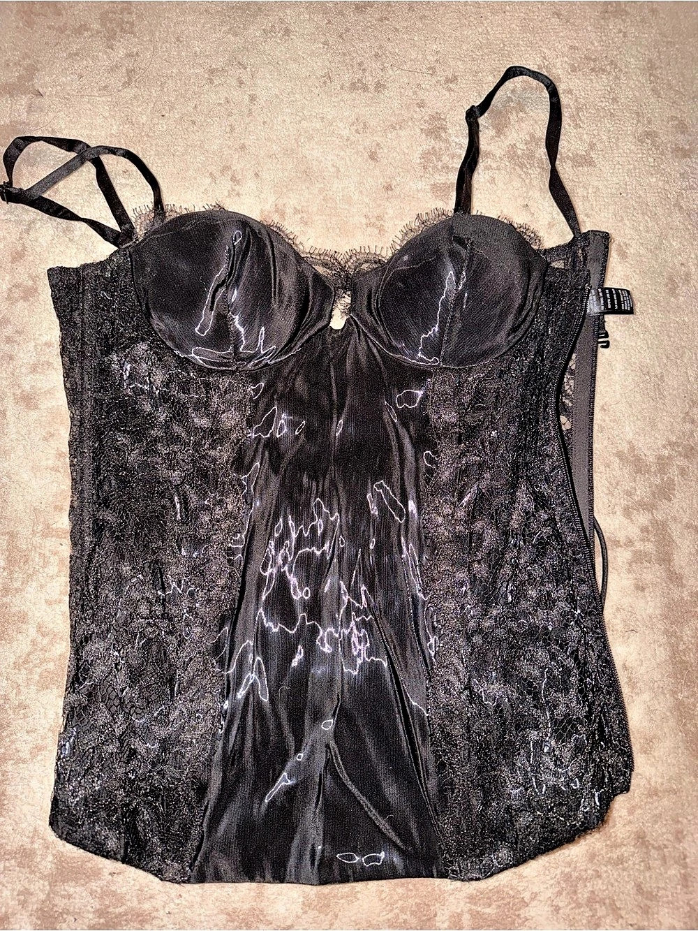 La Perla Black Lace Satin Bustier Size Small